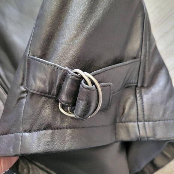 Excelled size medium men's double breasted NWT leather coat motorcycle coat - Picture 9 of 9